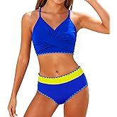 Kids4ever Girls Swimsuit 2 Piece Color Block Teen Bikini Sets with Adjustable Straps Bathing Suit Size 9-16Y