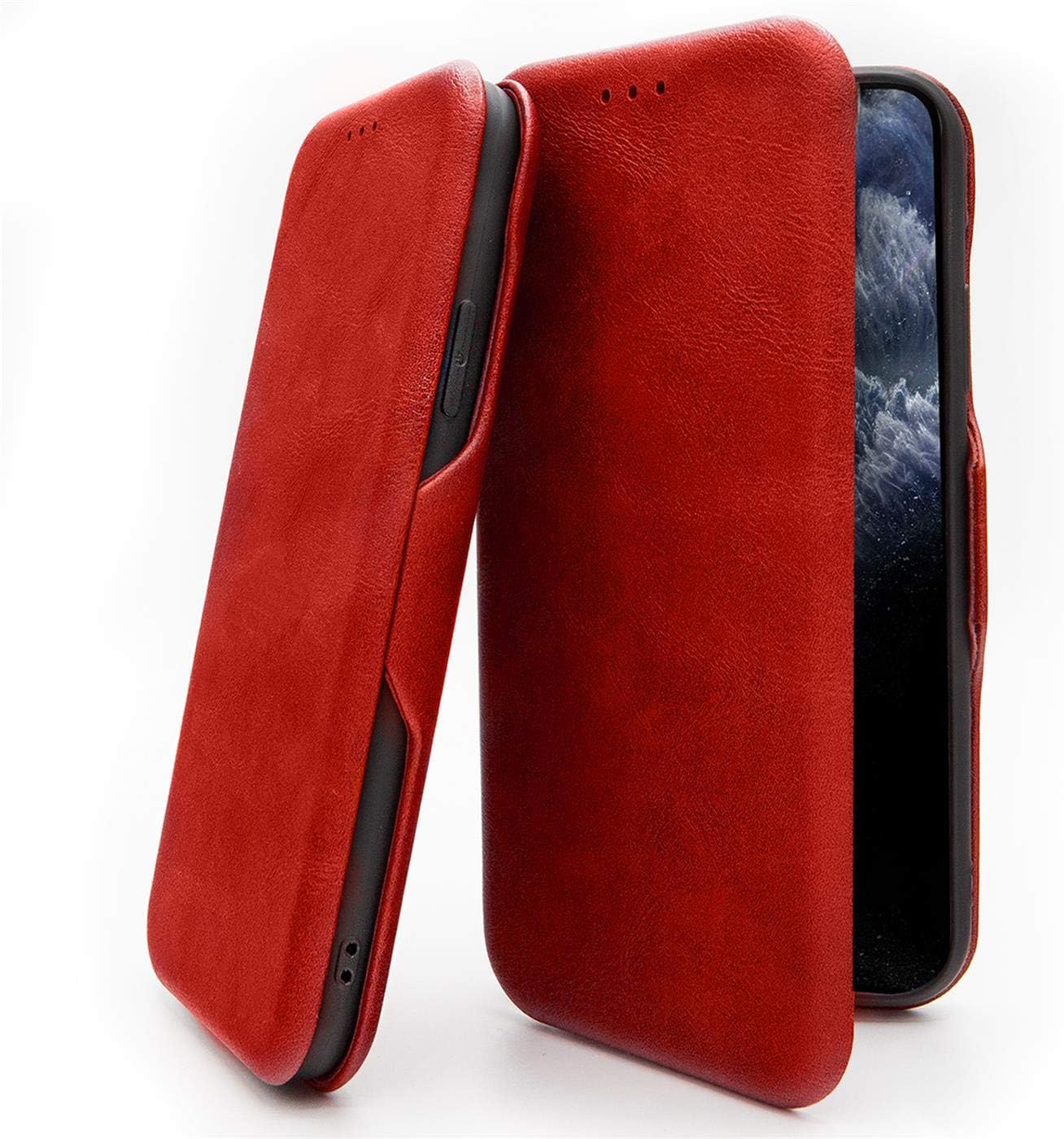 Verco Book Style for Huawei Y6p Case, Premium Magnetic Flip Cover for Huawei Y6p Wallet Case with Card Slot, Red - Image 5