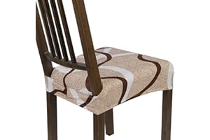 NIBESSER Dining Chair Seat Covers Set of 4,Stretch Soft Removable Washable Chairs Covers for Dining Room, Seat Cushion Slipcovers Protector for Kitchen Armless Chairs (Rear-Covered,Beige)