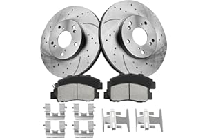 funire Front Brake Pads And Rotors Kit Compatible With 1998-2002 Honda Accord, 31305 D503-7382 Automotive Replacement Brake Kits Anti-rust Oil Drilled And Slotted Rotors 281.6mm(11.1in)