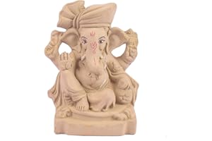SATVIK STORE SATVIK 6.5 INCH 100% Eco Friendly Ganesha Idol/Eco Friendly Ganpati Murti for Ganewsh Chaturthi. Water Dissolvable and Soluble. Made of Sadhu Mati.