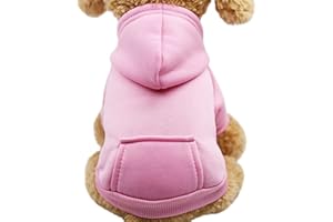 TYONMUJO Dog Hoodie with Pocket Pet Warm Sweater for Small Dogs Puppy Coat Pink XS