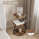ARTETHYS Side Table Round 3-Tier Shelves with 3 LED Colors Rustic Brown view 5