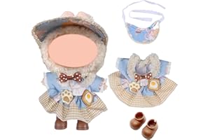 SHUOXUKE Doll Clothes Set and Accessories , 2025 Stylish Exquisite Adorable Clothes Outfit for 15cm/17cm Doll with Princess Dress& Girl's Hat & Brown Shoes