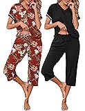 Marvmys Pajama Sets for Women 2 Pack Short Sleeve