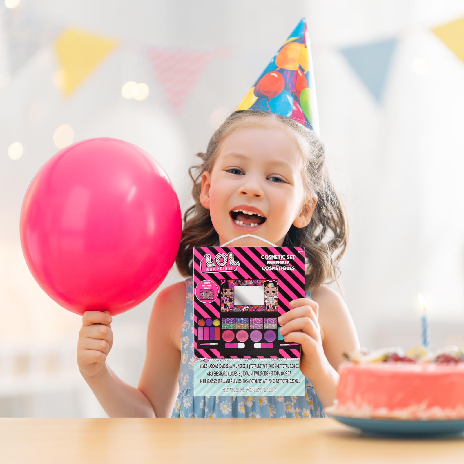 L.O.L Surprise! All-in-One Kids Cosmetic Compact Set Includes Washable Lip Gloss, Eye Shimmer, Cheek Shimmer, Brushes Colorful Portable Beauty Set for Girls, Kids, and Toddlers Ages 3+ by Townley Girl