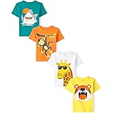 The Children's Place Baby-Boys and Toddler Dinos,Animals,Cars Short Sleeve Graphic T-Shirts,4 Pack
