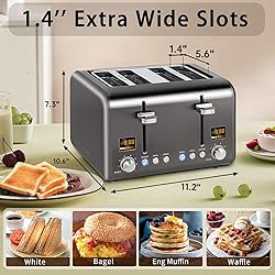 SEEDEEM 4 Slice Stainless Toaster with LCD
