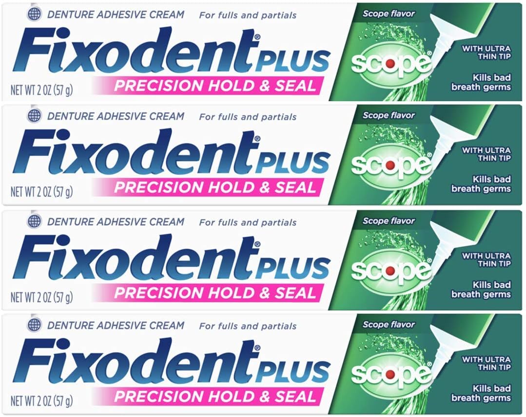 Fixodent Control Denture Adhesive Cream Plus Scope Flavor, 2 Oz, Pack of 4, 57 g (Pack of 4)