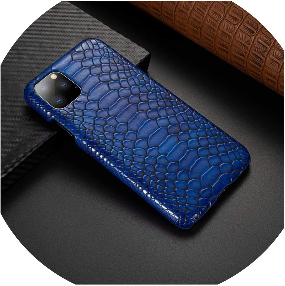 Snakeskin Pattern Case for iPhone 11 iPhone 11 Pro Max Luxury Leather Cover for Phone 2019 Fashion Business Vintage Style-in Half,iPhone 11 Pro,Blue