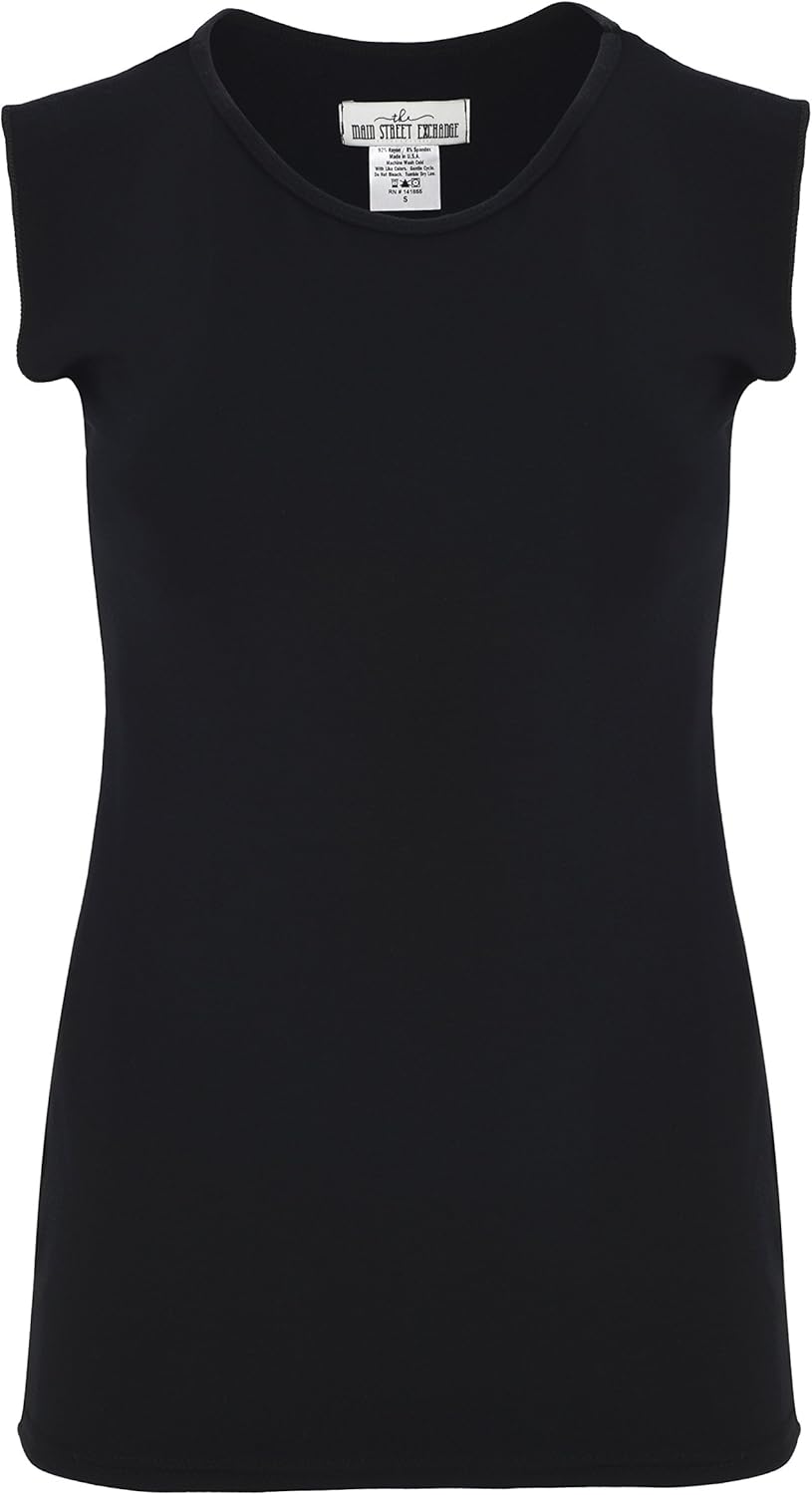 The Main Street Exchange Modest Basic Layering Tank Top (Large, Black