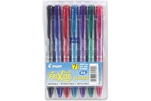 Pilot, FriXion Clicker Erasable Gel Pens, Extra Fine Point 0.5 mm, Pack of 7, Assorted Colors