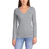 U.S. Polo Assn. USPA Long Sleeve Rib V-Neck Tee Heather Grey SM