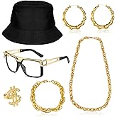 GIFIKOI 80s 90s Accessories Outfit for Woman Men Hip Hop Costume Kit Old School Rapper Jewelry