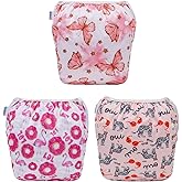 ALVABABY Swim Diapers 3pcs Baby & Toddler Snap One Size Reusable Adjustable Baby Boys' Swim Diapers for Swimming Lessons 3SWY62A