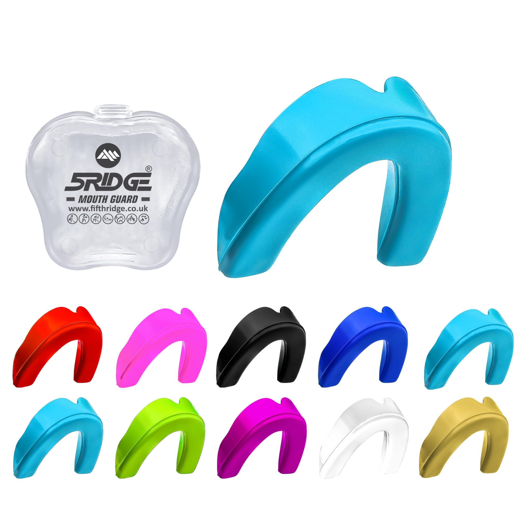 Mouthguard Slim Fit, Junior Gum Shield with Case for Kids Youth for School Combat Sports MMA, Rugby, Judo, Karate, Hockey, Soccer, MMA Boxing, Martial Arts, Basketball (Baby Blue, Junior(<11))