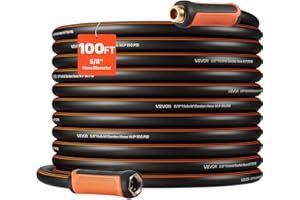 VEVOR Garden Hose, 100 ft 5/8" Heavy Duty 4-Layer Rubber Water Hose, 150PSI Working & 600PSI Burst, Flexible & Non-Kink Outdo