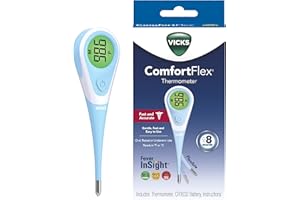 Vicks ComfortFlex Digital Thermometer: Accurate Color-Coded Reading in 8 Seconds, Digital Thermometer for Adults & Children, Oral, Rectal, or Under Arm Use