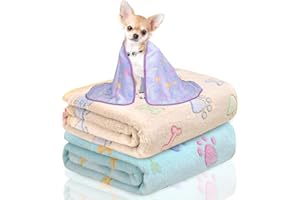 KOGSA Dog Blanket for Small Dogs,3 Pack Dog Cat Blankets Washable,Soft Flannel Dogs Blankets,Cute Paw Print Pattern,Puppy Blanket Mat Cover for Kennel,Bed,Crate,Pet Blankets for Dogs (23x16 inch)