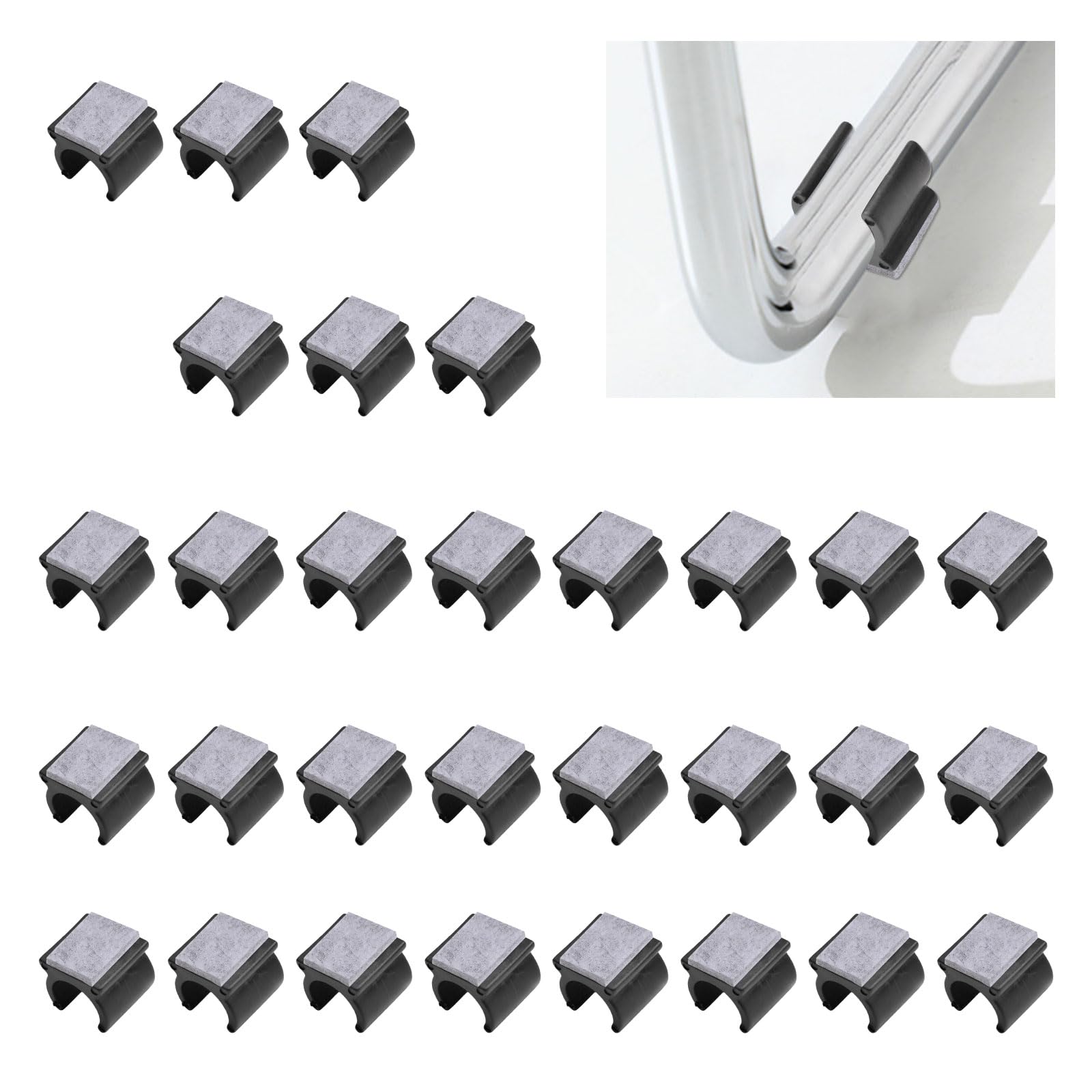 UFURMATE Chair Pads, 30Pcs Plastic Floor Protectors with Felt Pads & Screws, U-Shaped Tube Protectors Non-Slip Tips Caps for Round Sled Base Chair Legs (21mm)