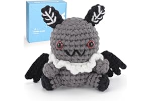CROCHETBOX Crochet Box Crochet Kit for Beginners Adults - Mothman Starters Crochet Kit, Beginners Crocheting Kitting for Adults Kids, Craft Gifts with Crochets Yarns, Hook, Step-by-Step Video, Instruction