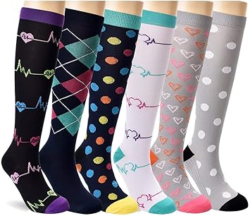 Rodilla Alta Calcetines y Medias de Compresión para Hombres y Mujeres 20-30 mmHg for Ejercicio,Correr,Enfermeras,Médico,Embarazo,Maternidad,Viajes,Vuelo,Aumenta la Resistencia,Reduce la Fatiga: Amazon.es: Salud y cuidado personal
