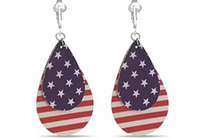 Aloha Earrings American Flag Clip Earrings-USA Flag Clip Earrings-Star Clip Earrings-Fourth 4th of July Clip Earrings