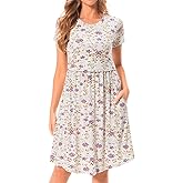 Bearsland Women's Short Sleeves Maternity Dress Nursing Breastfeeding Dresses with Pockets