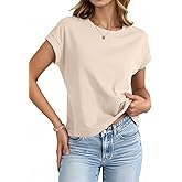 UNCLECAT Womens Crop Tops Cap Sleeve Cropped T Shirts Crewneck Loose Fit Short Sleeves Tees Summer Fashion Clothes XS0S Apricot Pink