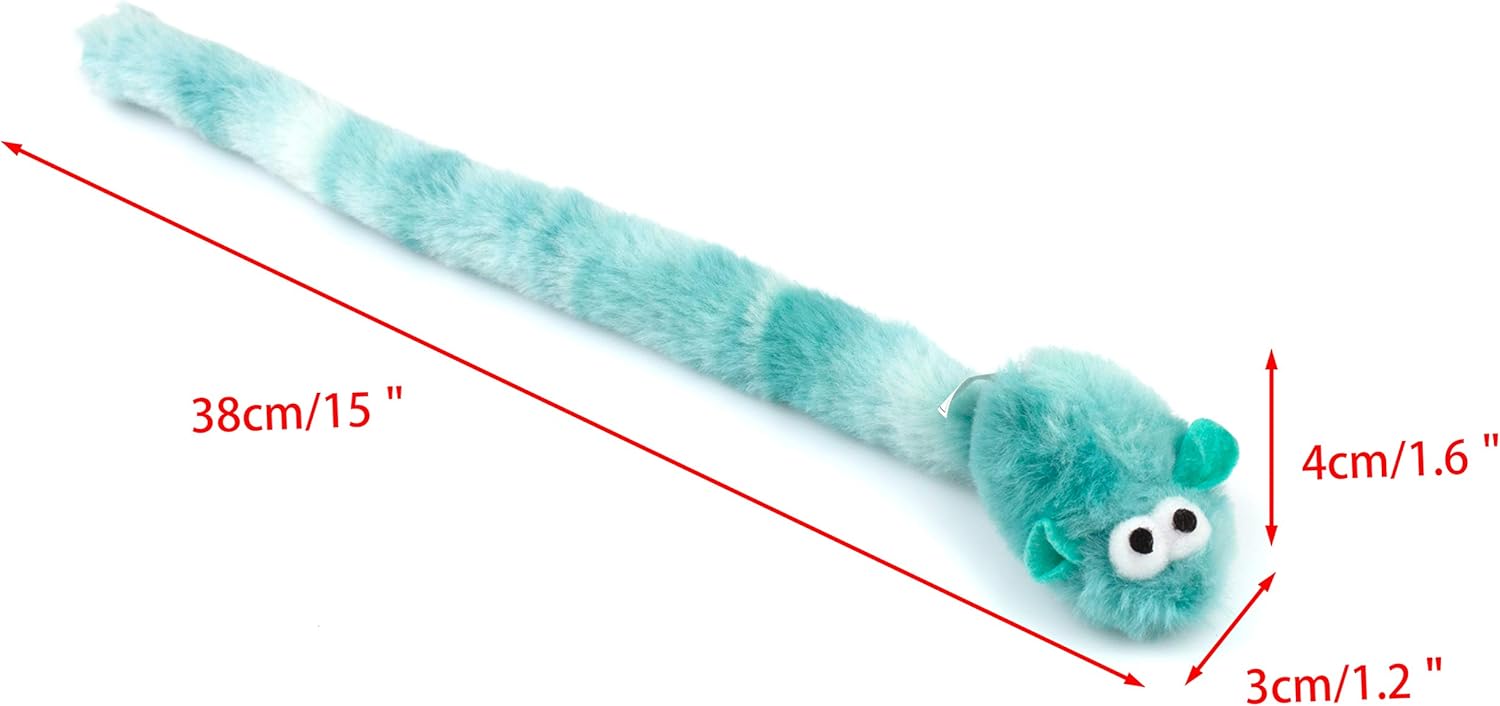 Chiwava 4 Packs 15 Inch Long Soft Plush Cat Toys Mice with Bell Rustle Sound Small Mouse Activity Interactive Toy : Pet Supplies