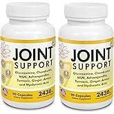 Main Products Glucosamine Chondroitin MSM Hyaluronic Acid Ashwagandha Turmeric Ginger Arnica - Joint Support Supplement, Micronized, 2430mg, 2 Pack