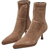 SOVANYOU Women's Dressy Ankle Boots Pointed Toe Kitten Heel Booties with Side Zipper Stylish Comfortable Black Short Boots