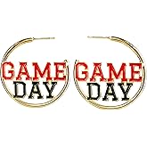 Game Day Earrings for Women Hoop Football Rugby Dangle Drop Earrings Team Sports Spirits Cheer Lightweight Accessories Jewelry
