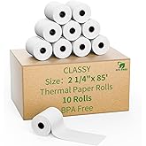 2 1/4" 85' feet Thermal Receipt Paper,Cash Register Paper Rolls Fits for Most Credit Card Terminals,10 rolls