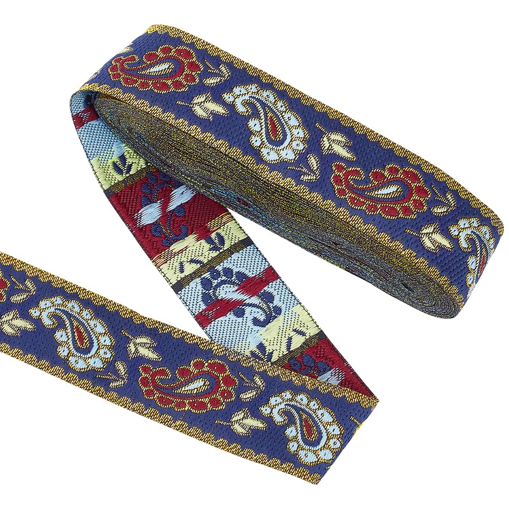 FINGERINSPIRE 7m Vintage Jacquard Ribbon 3cm Wide Ethnic Style Embroidery Polyester Ribbon Fabric Floral Pattern Trim for DIY Garment Clothing Accessories Embellishment Decorations