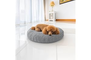 Muddy Mat®Cloud K-9 Bed for Dogs & Cats, Soft & Relaxing Round Dog Bed, Chenille Material, Removable Cover, Washable & Dryer Safe–Grey Medium(35'x35')