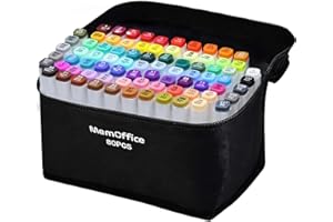 MemOffice 80 Colors Dual Tip Artist Alcohol Markers Set with Carrying Case - Perfect for Coloring, Drawing, Sketching, Card Making and Illustration - Perfect for Adults and Kids