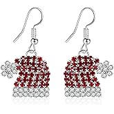 Artlunar Red White Hat Earring Holiday Party Costume Jewelry Christmas Earrings for Women (Christmas hat earring)