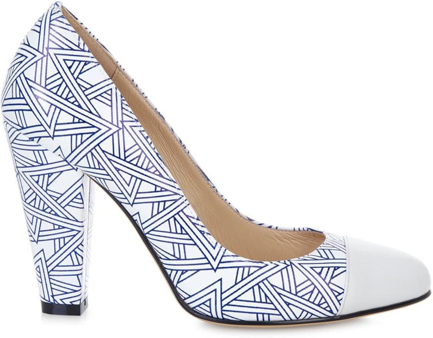 blue leather court shoes