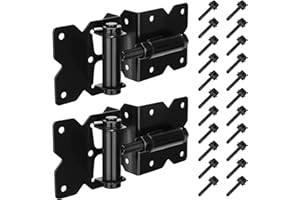DURIGID Automatic Self Closing Gate Hinge for Vinyl, Steal Gate, Adjustable Heavy Duty Door Gate Hinges, Black Finish, 2 Pack