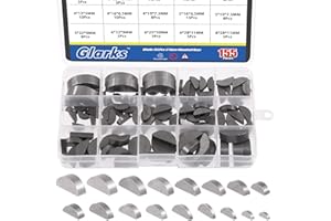 Glarks 155Pcs 17 Sizes Woodruff Keys Assortment Kit Carbon Steel Woodruff-key Semi-Circular Keys Metric Set for Fasteners Mec