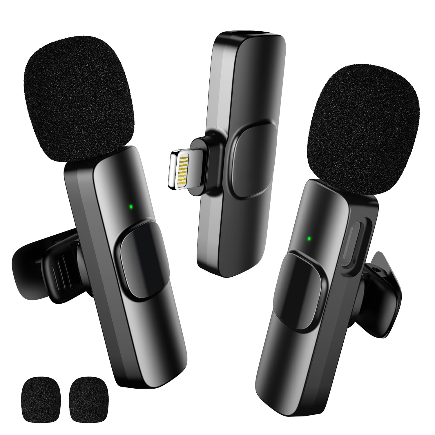 BYbrutek Upgraded 2-Pack Lavalier Wireless Microphones for iPhone and iPad, Mini Microphone for Video Recording/Podcasts, Interviews, YouTube, TikTok, and Vlogging