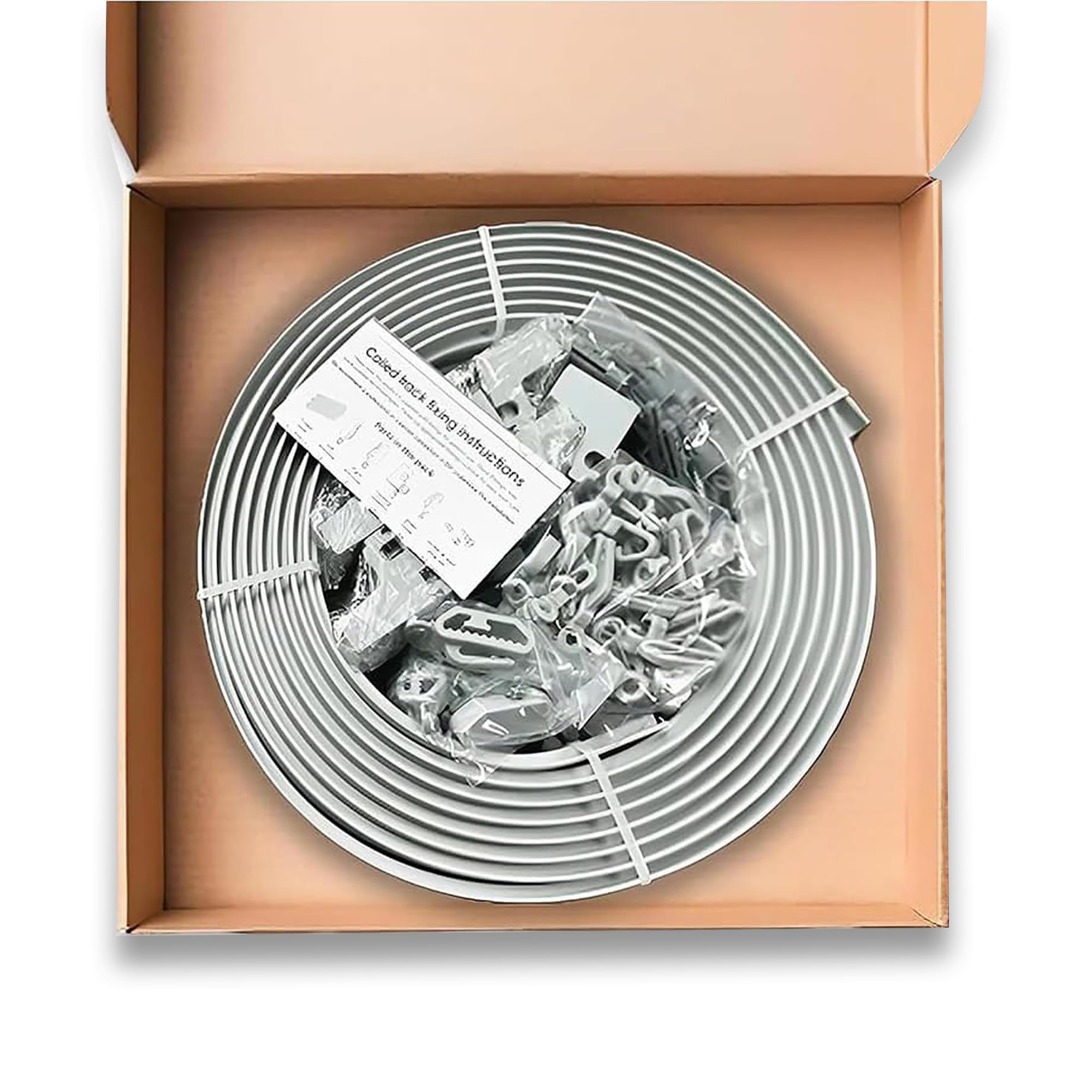 Evokk 3.5m Flexible Bendable Curtain Track Rail Kit – Ceiling or Wall Mounted Heavy Duty Plastic Bay Window Curtain Rail, 18 Mounts, 48 Sliding Hooks, 6 Stoppers, Double or Single Curtain Use