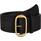 SUOSDEY Women Wide Waist Belt for Dresses Suede Chunky Belt with Gold Buckle Fashion Thick Waist Belt for Women Dresses
