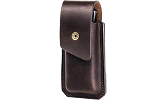 Gentlestache Leather Sheath for Belt, Knife Holster, Belt Sheath for Multitool and Flashlight, Large Capacity EDC Belt Pouch for Men Color Darkbrown
