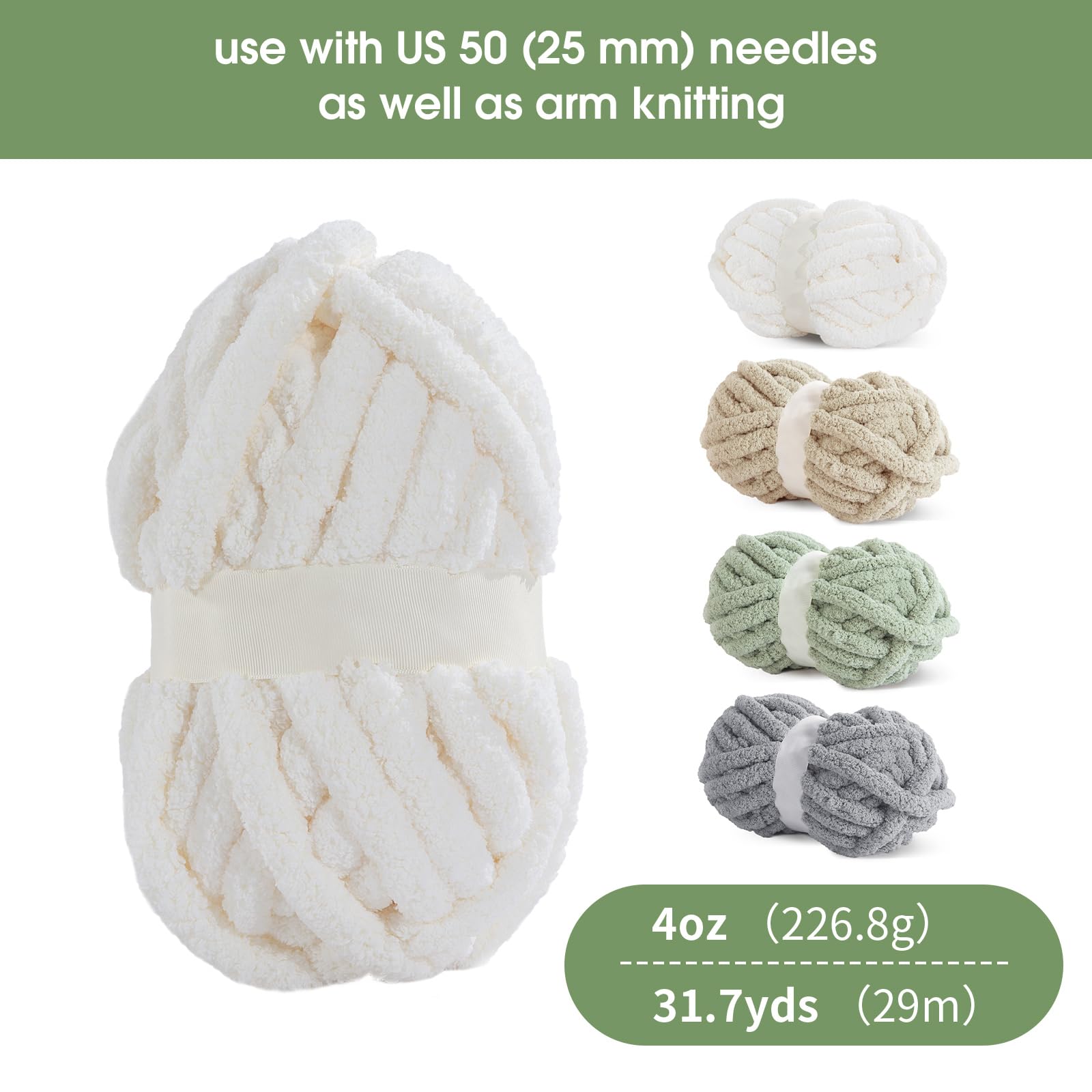 HOMBYS 8 Pack Assorted Chunky Yarn for Crocheting,Super Bulky Large Soft Fluffy Yarn,Plush Fuzzy Yarn,Thick Chenille Yarn for Hand Knitting/Arm Knitting (27yds,8 oz Each Skein)