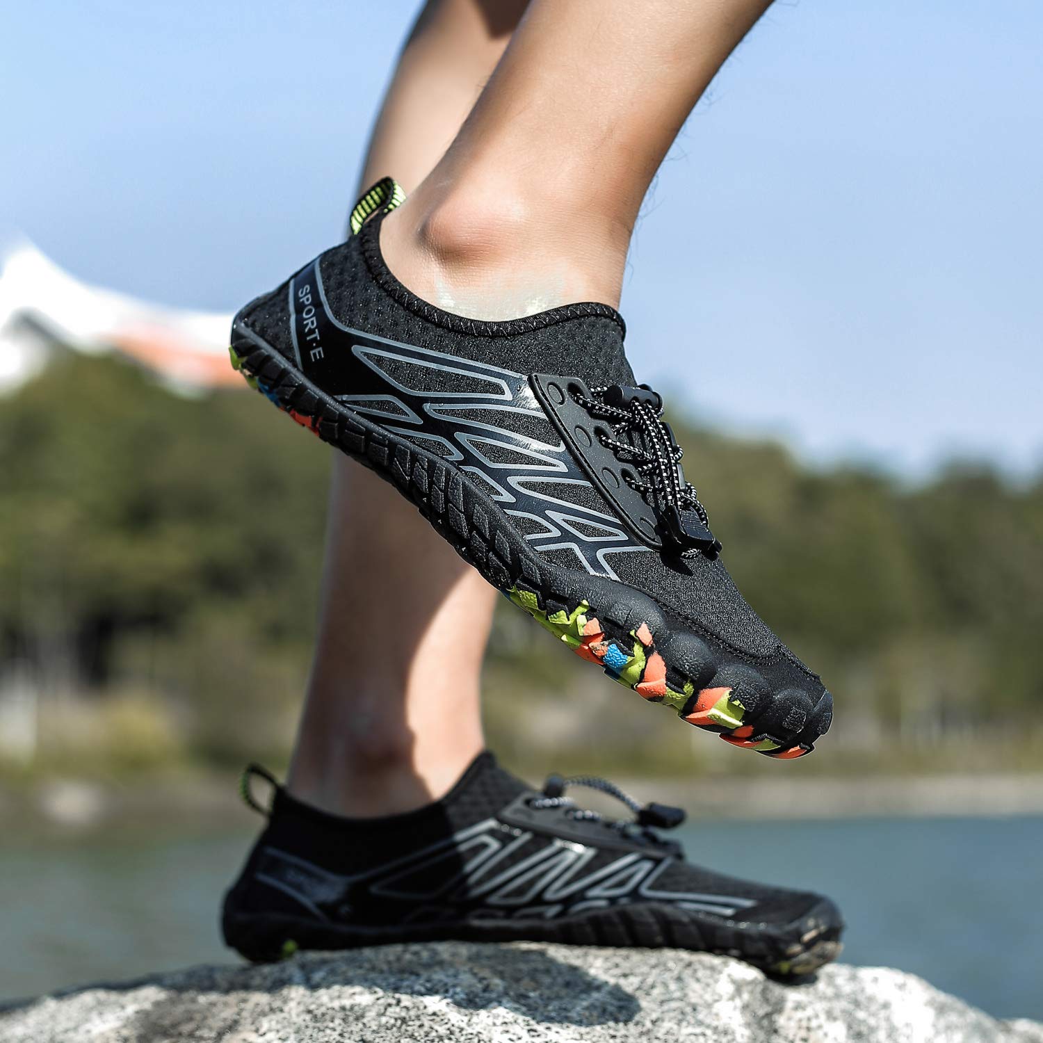 KARAZZO Mens Water Shoes Slip-on Toe Shoes Barefoot with Superior Cushioning