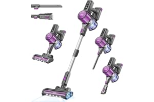 Gevi Cordless Vacuum Cleaner for Home, Stick Vacuum with Hy-HEPA, Ultra Long Battery Life, Powerful Sunction, Deap Clean for Hardwood Floor, Carpet & Pet Hair (Purple)
