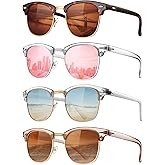 FURISHQI Classic Polarized Sunglasses for Men and Women Retro Style Semi Rimless Frame Sun Glasses 100% UV Protection Goggles