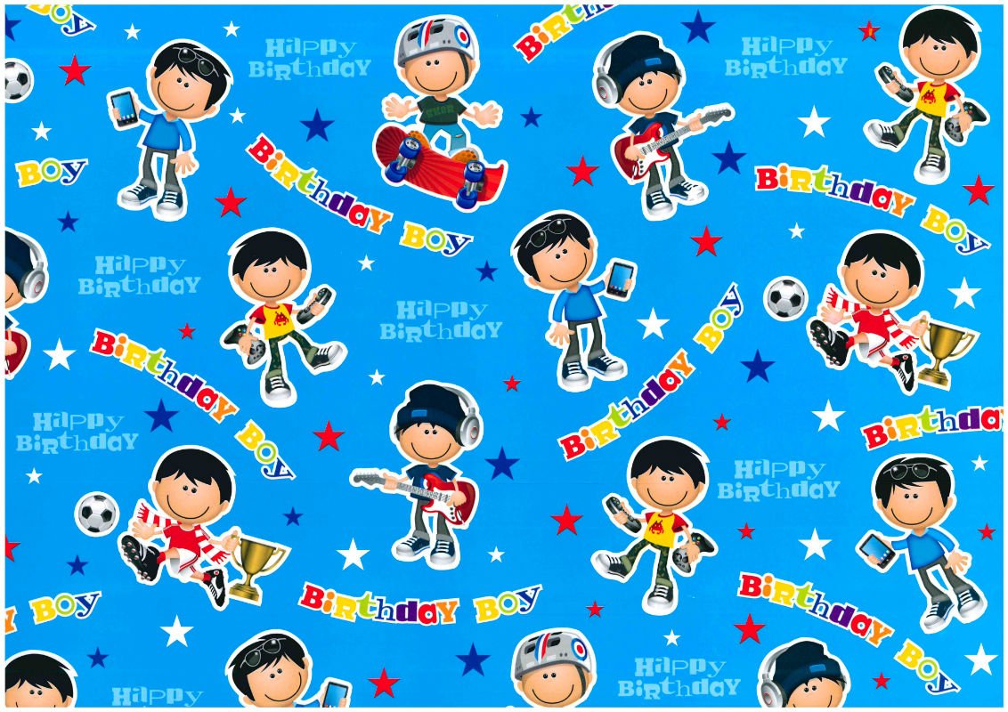 SIMON ELVIN BIRTHDAY BOY WRAPPING PAPER 2 SHEETS OF GIFT WRAP & 1